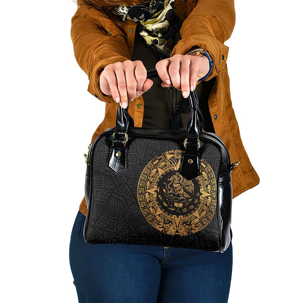 Mexican Aztec Shoulder Handbag Golden Coat of Arm - Wonder Print Shop