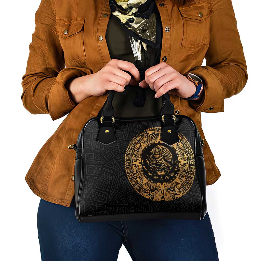 Mexican Aztec Shoulder Handbag Golden Coat of Arm - Wonder Print Shop