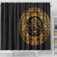 Mexican Aztec Shower Curtain Golden Coat of Arm - Wonder Print Shop