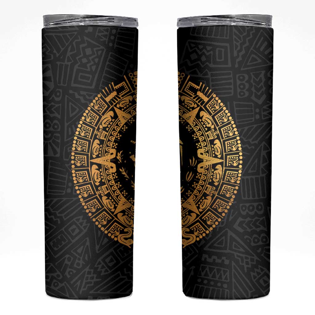 Mexican Aztec Skinny Tumbler Golden Coat of Arm - Wonder Print Shop