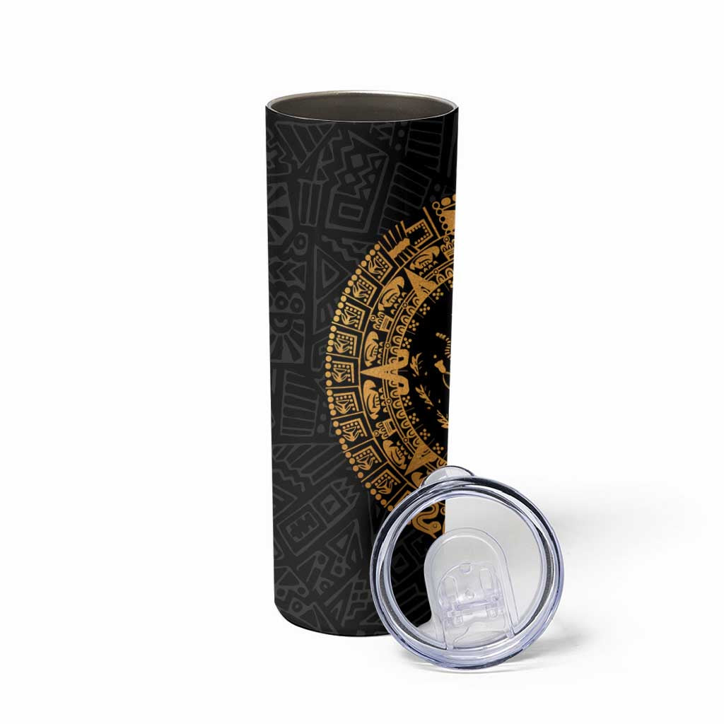 Mexican Aztec Skinny Tumbler Golden Coat of Arm - Wonder Print Shop