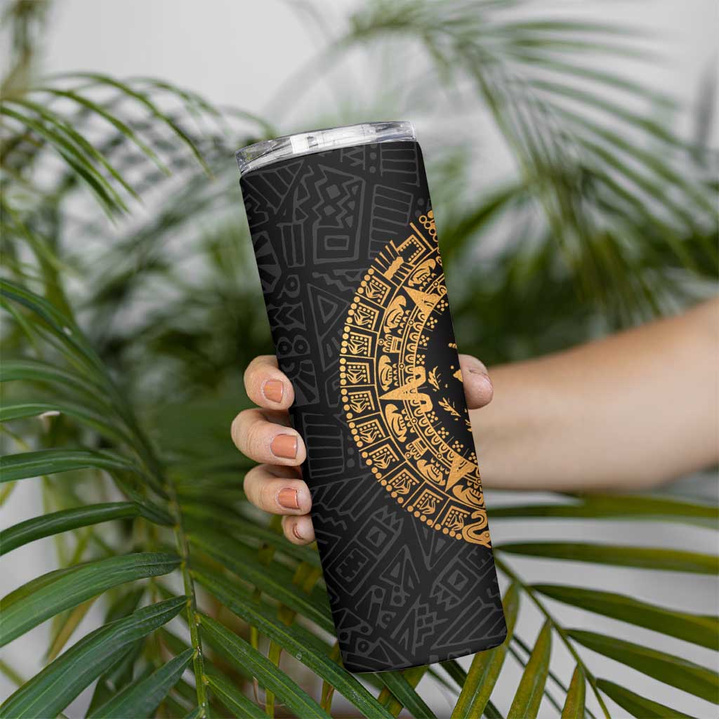 Mexican Aztec Skinny Tumbler Golden Coat of Arm - Wonder Print Shop