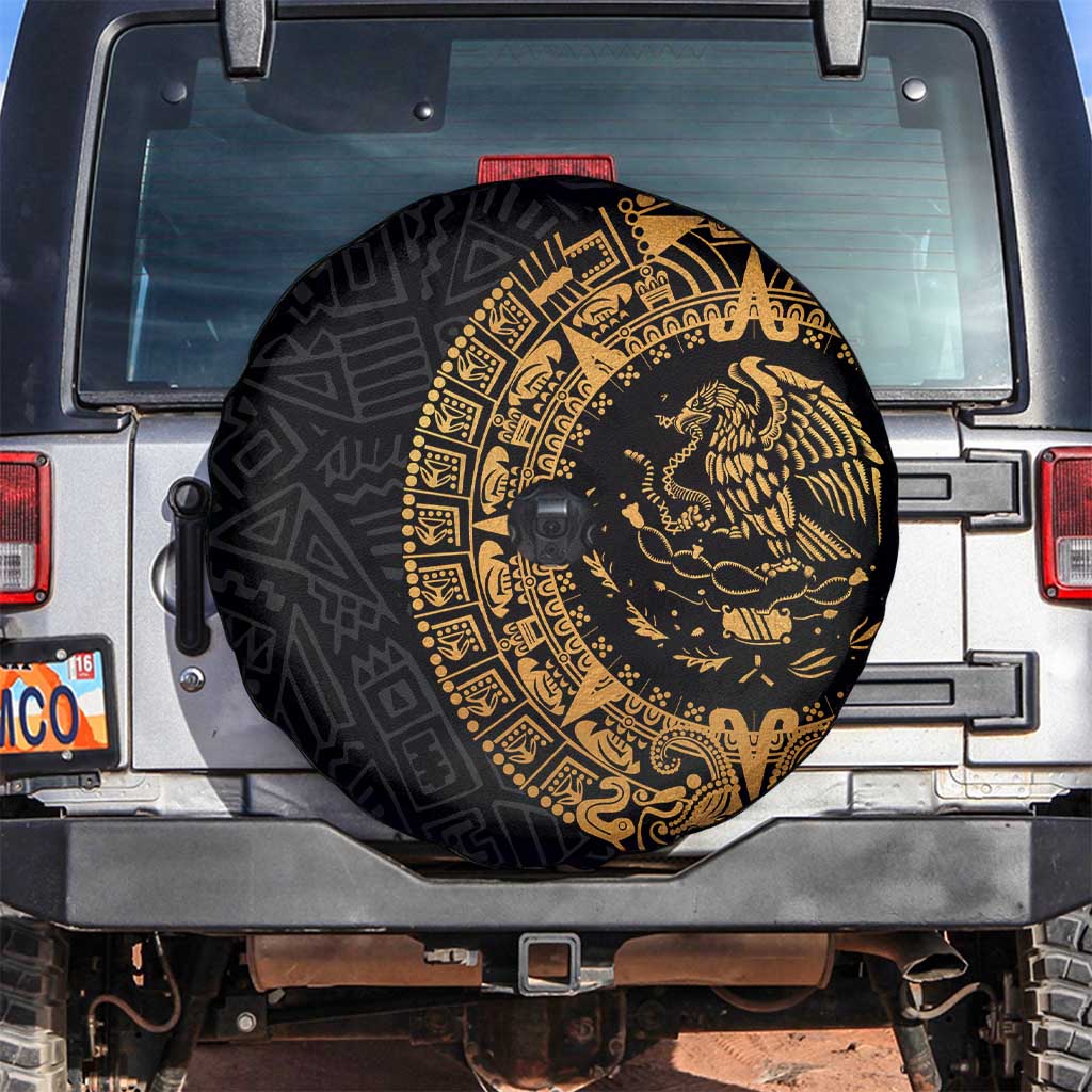 Mexican Aztec Spare Tire Cover Golden Coat of Arm - Wonder Print Shop