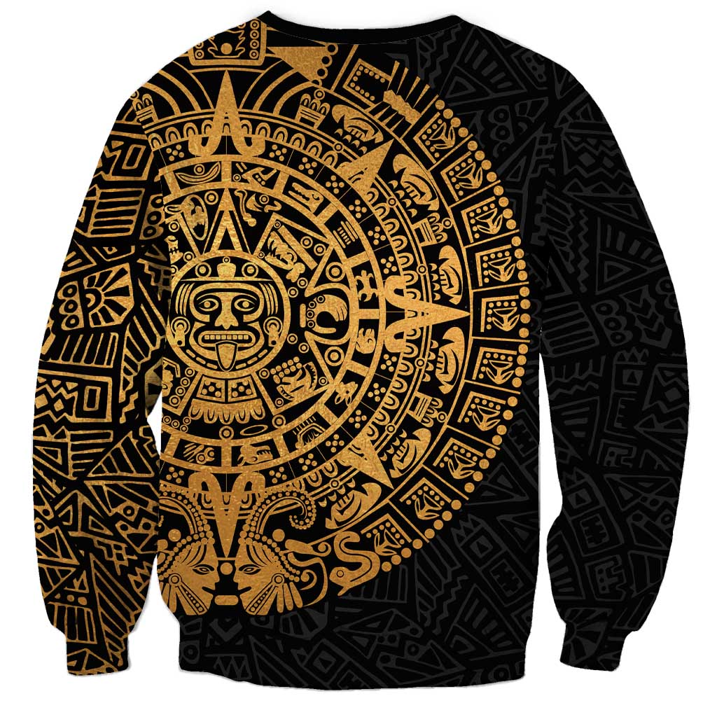Mexican Aztec Sweatshirt Golden Coat of Arm - Wonder Print Shop