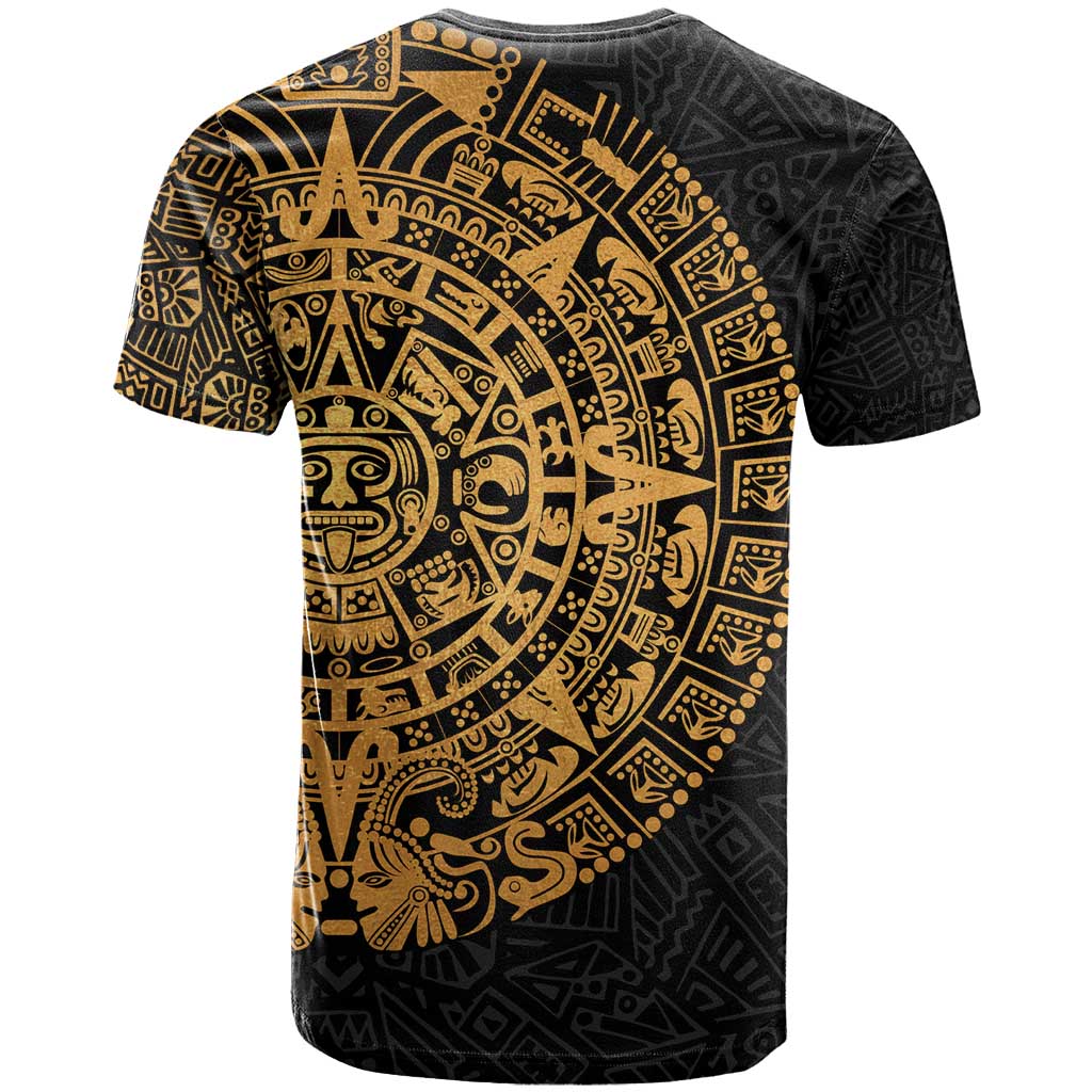 Mexican Aztec T Shirt Golden Coat of Arm - Wonder Print Shop