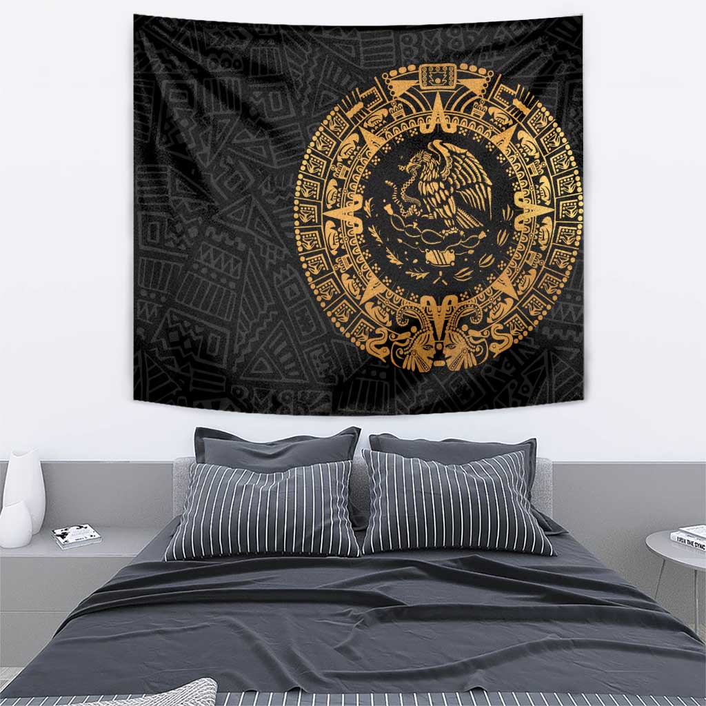 Mexican Aztec Tapestry Golden Coat of Arm - Wonder Print Shop