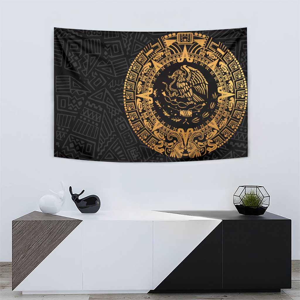 Mexican Aztec Tapestry Golden Coat of Arm - Wonder Print Shop