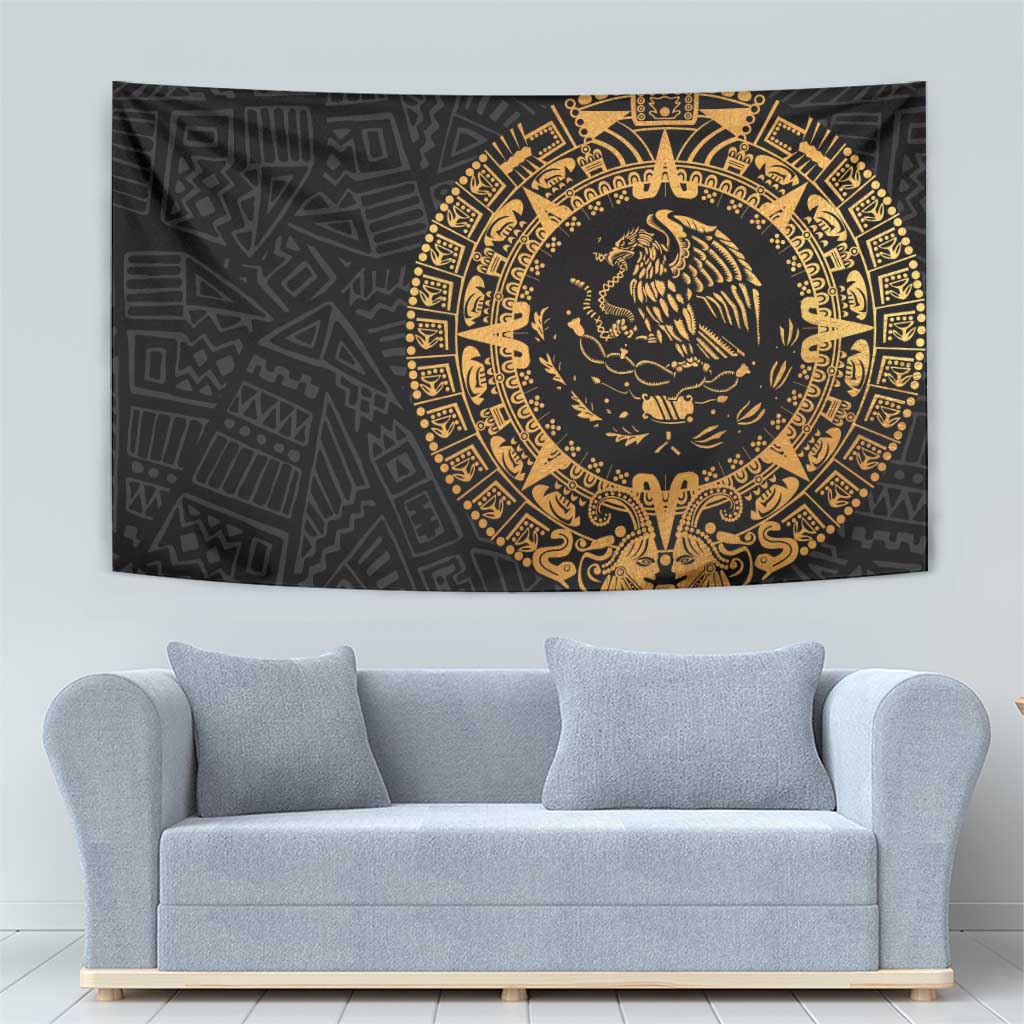 Mexican Aztec Tapestry Golden Coat of Arm - Wonder Print Shop