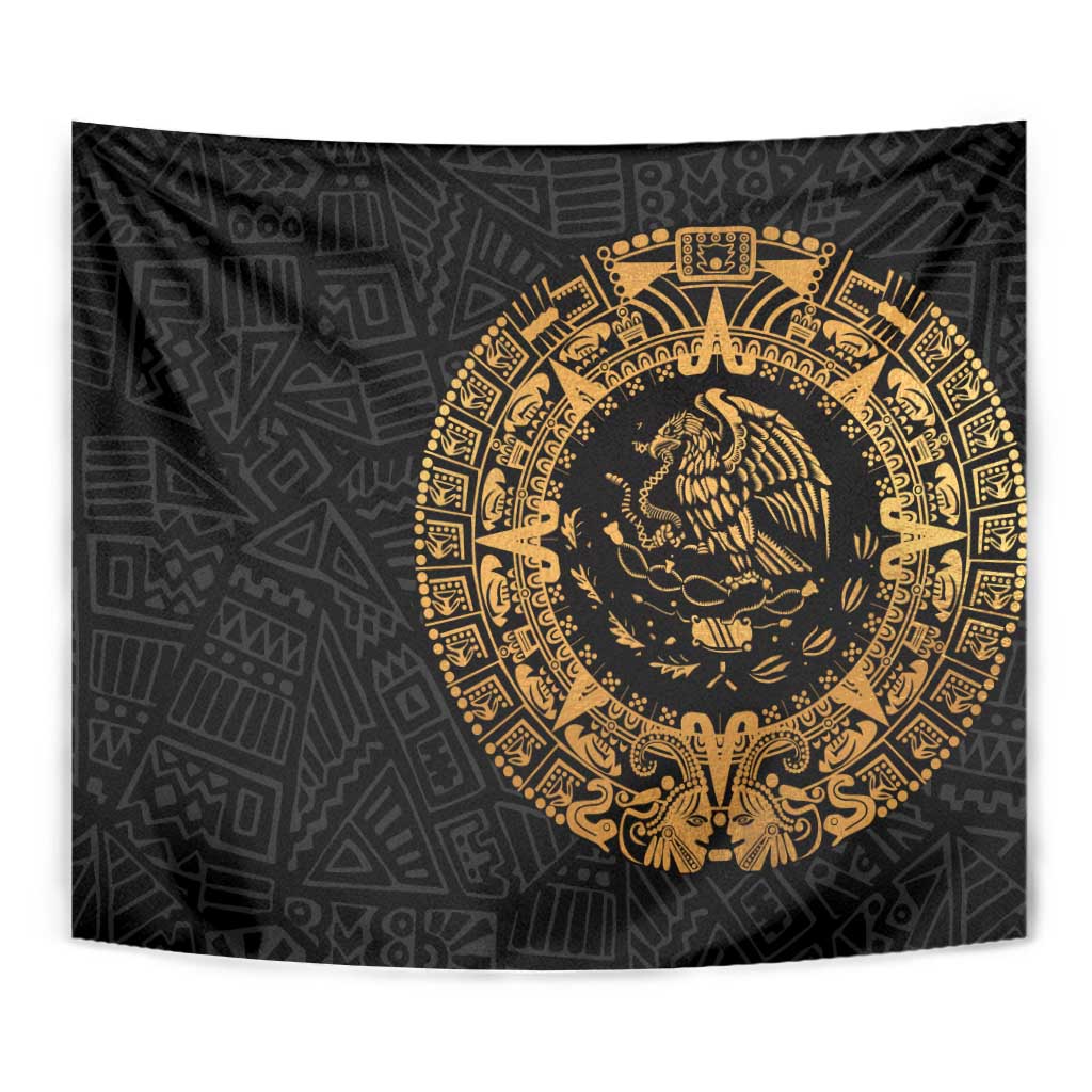 Mexican Aztec Tapestry Golden Coat of Arm - Wonder Print Shop