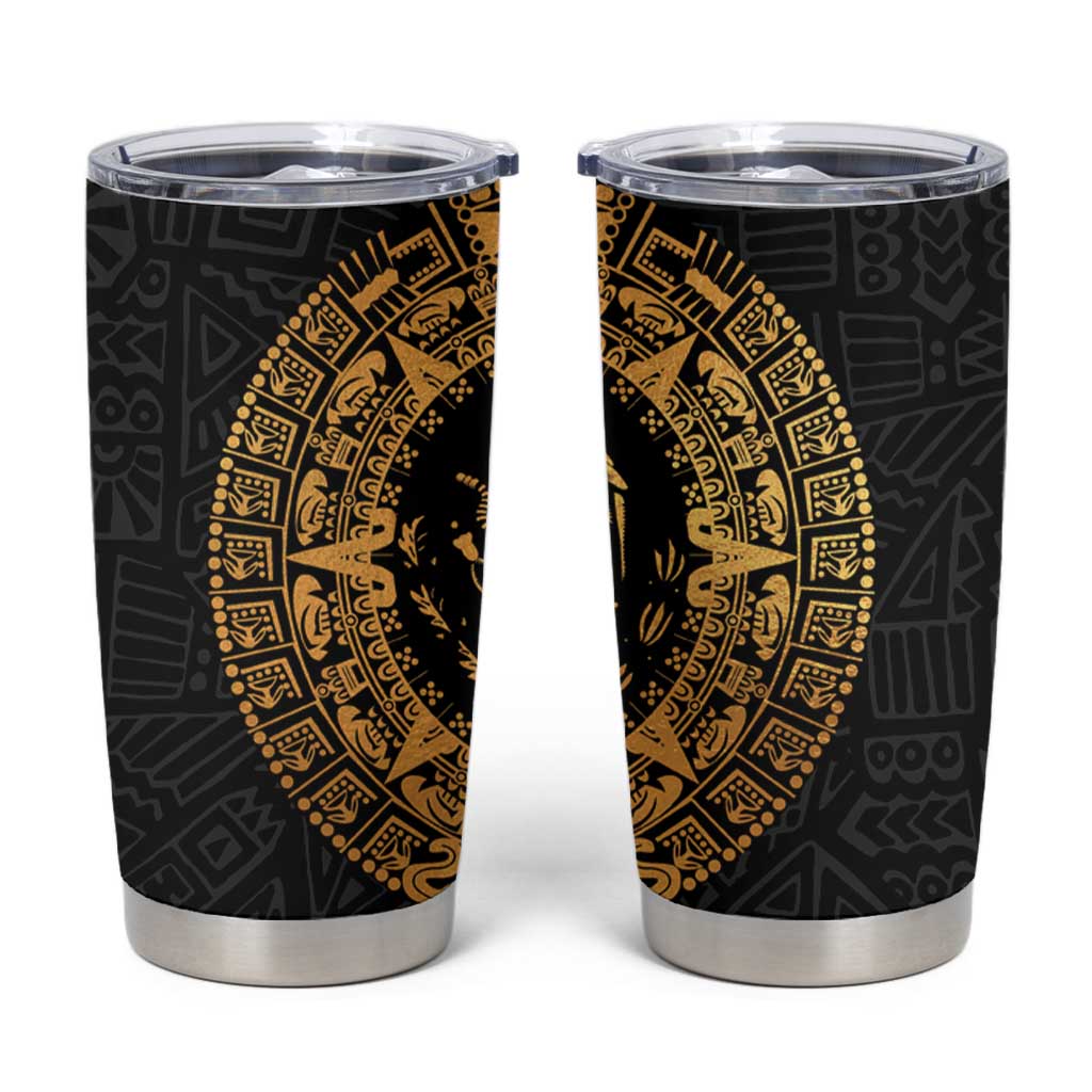 Mexican Aztec Tumbler Cup Golden Coat of Arm - Wonder Print Shop