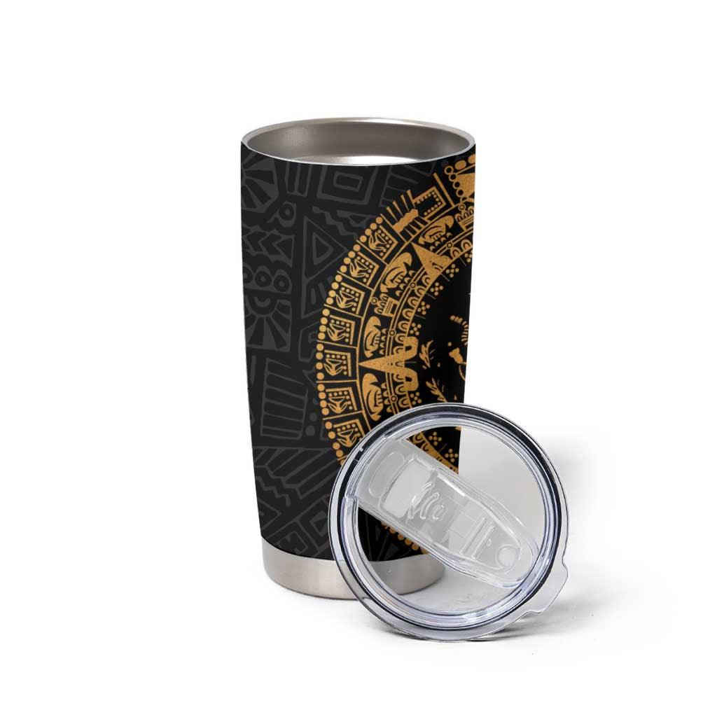 Mexican Aztec Tumbler Cup Golden Coat of Arm - Wonder Print Shop