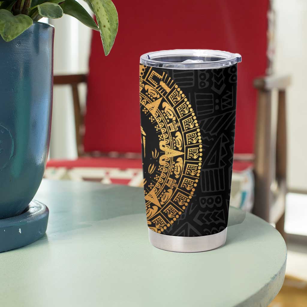 Mexican Aztec Tumbler Cup Golden Coat of Arm - Wonder Print Shop