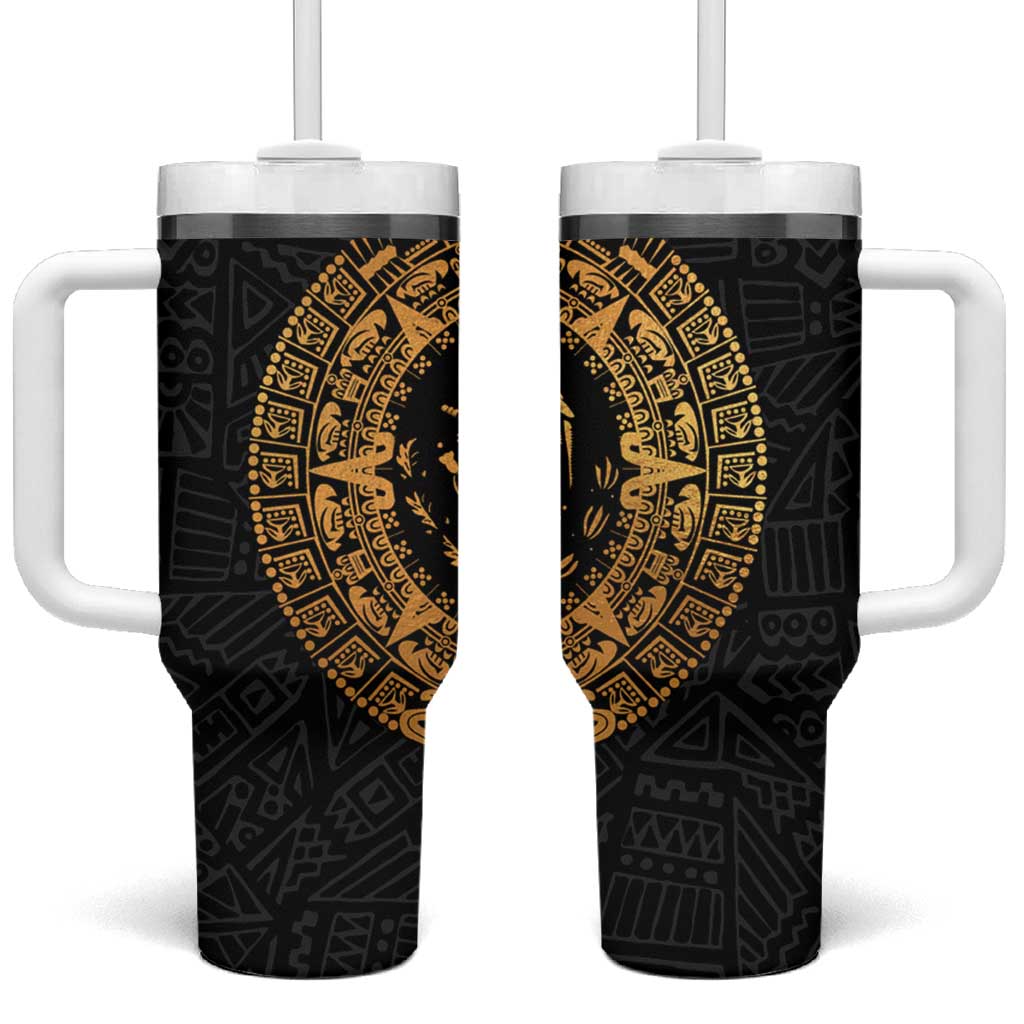 Mexican Aztec Tumbler With Handle Golden Coat of Arm - Wonder Print Shop
