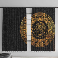 Mexican Aztec Window Curtain Golden Coat of Arm - Wonder Print Shop