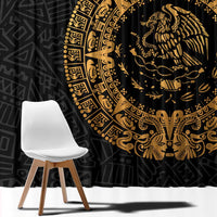 Mexican Aztec Window Curtain Golden Coat of Arm - Wonder Print Shop