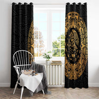 Mexican Aztec Window Curtain Golden Coat of Arm - Wonder Print Shop