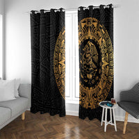 Mexican Aztec Window Curtain Golden Coat of Arm - Wonder Print Shop