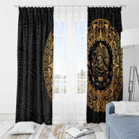 Mexican Aztec Window Curtain Golden Coat of Arm - Wonder Print Shop