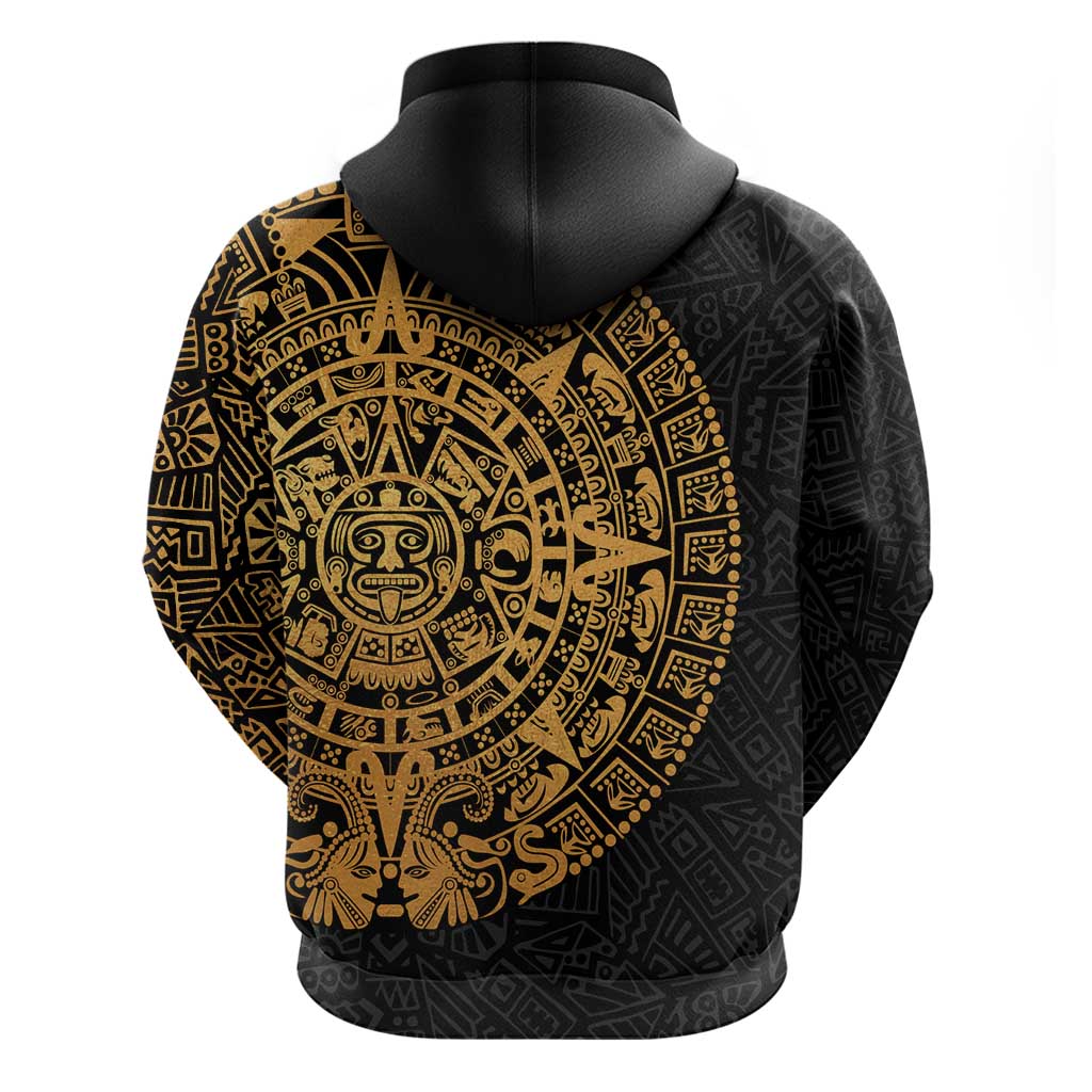 Mexican Aztec Zip Hoodie Golden Coat of Arm - Wonder Print Shop
