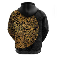 Mexican Aztec Zip Hoodie Golden Coat of Arm - Wonder Print Shop