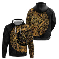 Mexican Aztec Zip Hoodie Golden Coat of Arm - Wonder Print Shop