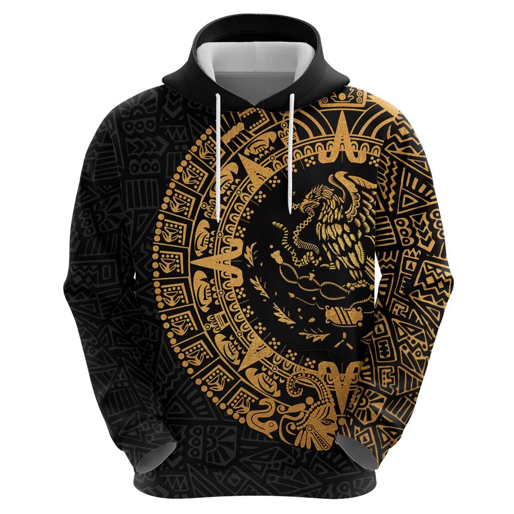 Mexican Aztec Zip Hoodie Golden Coat of Arm - Wonder Print Shop