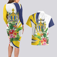 Madeira Pearl of the Atlantic Personalized Couples Matching Long Sleeve Bodycon Dress and Hawaiian Shirt - Wonder Print Shop