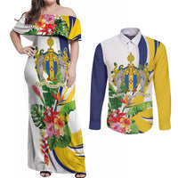 Madeira Pearl of the Atlantic Personalized Couples Matching Off Shoulder Maxi Dress and Long Sleeve Button Shirt - Wonder Print Shop