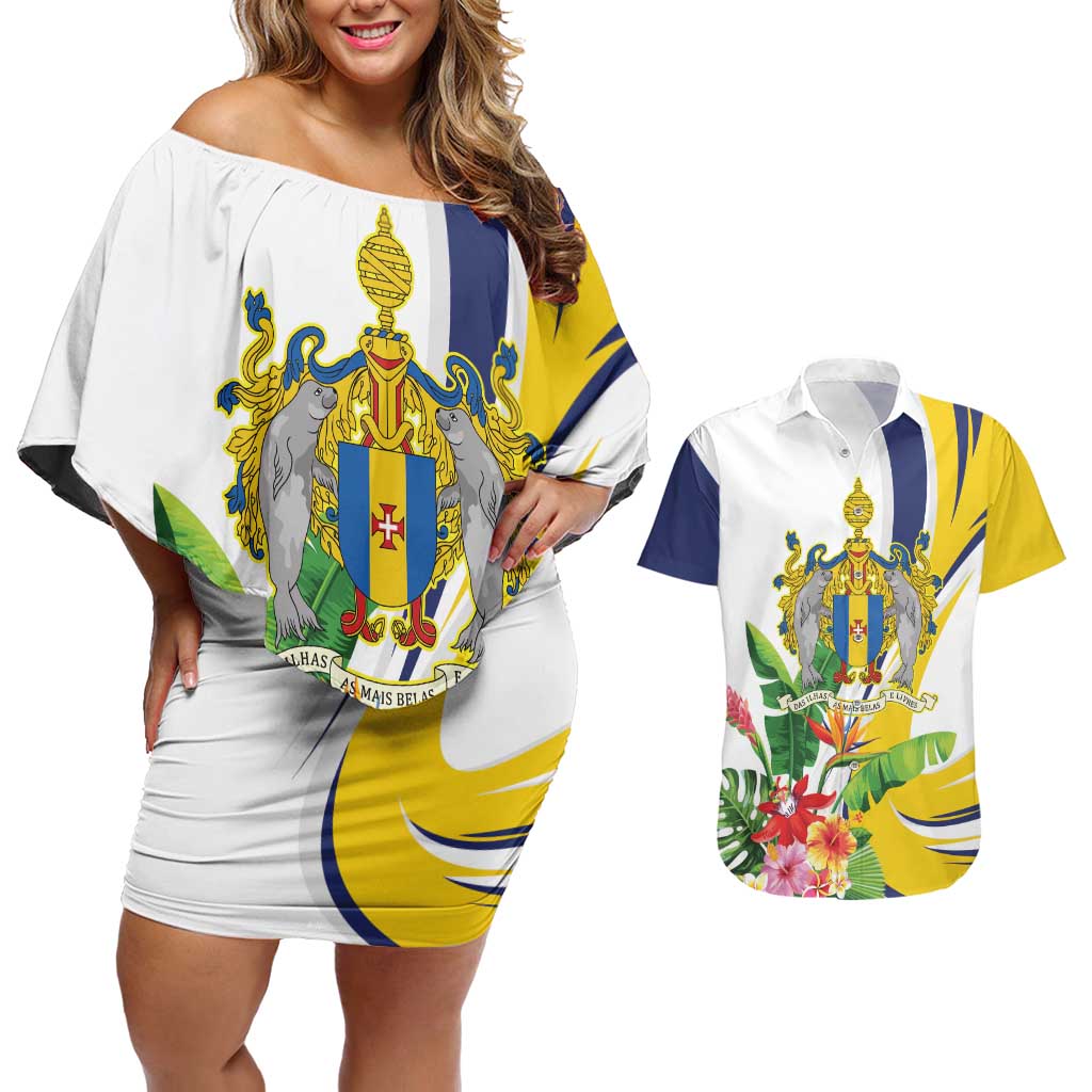 Madeira Pearl of the Atlantic Personalized Couples Matching Off Shoulder Short Dress and Hawaiian Shirt - Wonder Print Shop