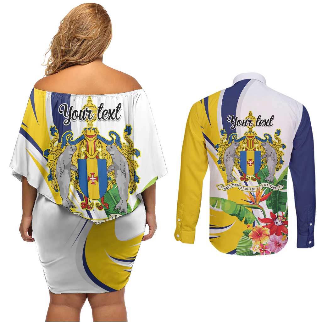 Madeira Pearl of the Atlantic Personalized Couples Matching Off Shoulder Short Dress and Long Sleeve Button Shirt - Wonder Print Shop