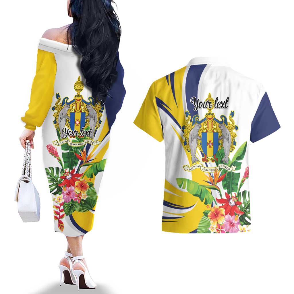 Madeira Pearl of the Atlantic Personalized Couples Matching Off The Shoulder Long Sleeve Dress and Hawaiian Shirt - Wonder Print Shop