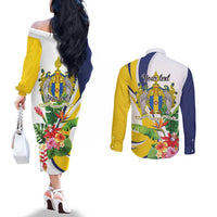 Madeira Pearl of the Atlantic Personalized Couples Matching Off The Shoulder Long Sleeve Dress and Long Sleeve Button Shirt - Wonder Print Shop