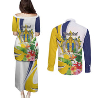 Madeira Pearl of the Atlantic Personalized Couples Matching Puletasi and Long Sleeve Button Shirt - Wonder Print Shop