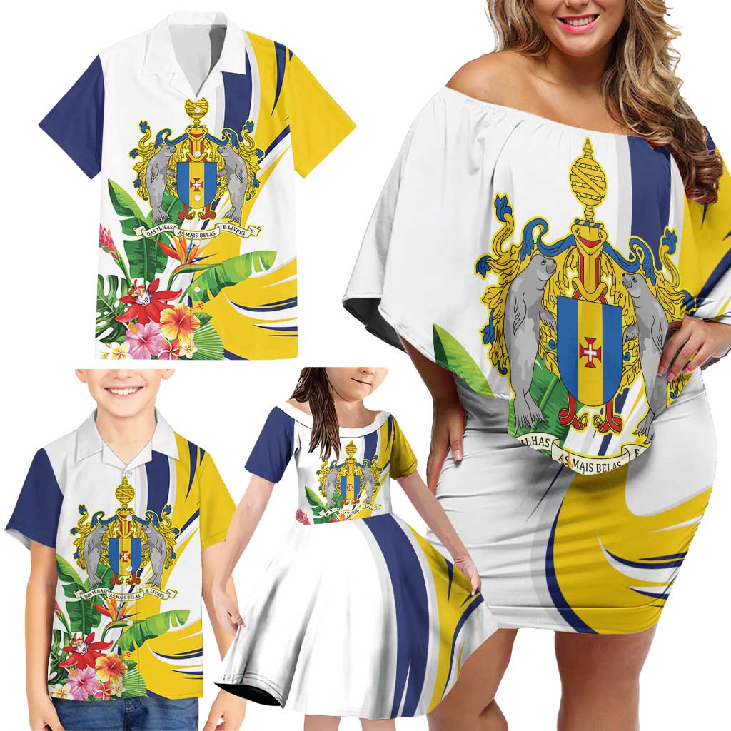 Madeira Pearl of the Atlantic Personalized Family Matching Off Shoulder Short Dress and Hawaiian Shirt - Wonder Print Shop