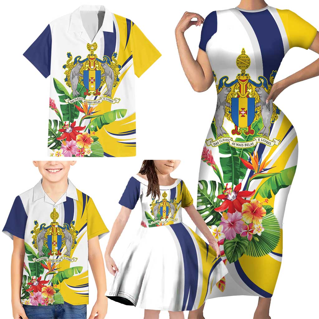 Madeira Pearl of the Atlantic Personalized Family Matching Short Sleeve Bodycon Dress and Hawaiian Shirt - Wonder Print Shop