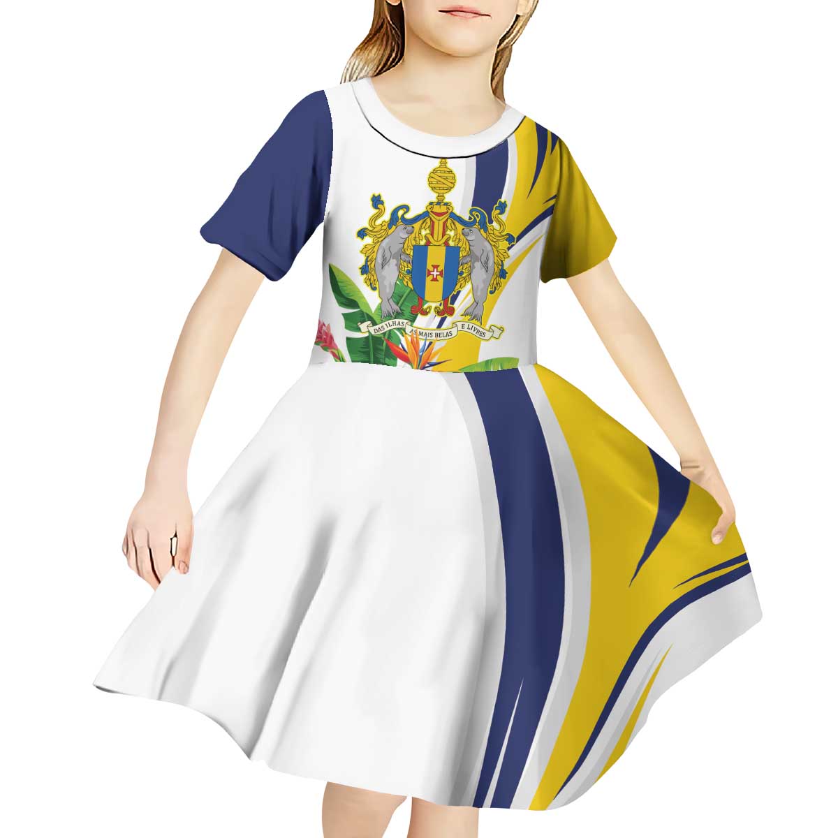 Madeira Pearl of the Atlantic Personalized Kid Short Sleeve Dress - Wonder Print Shop