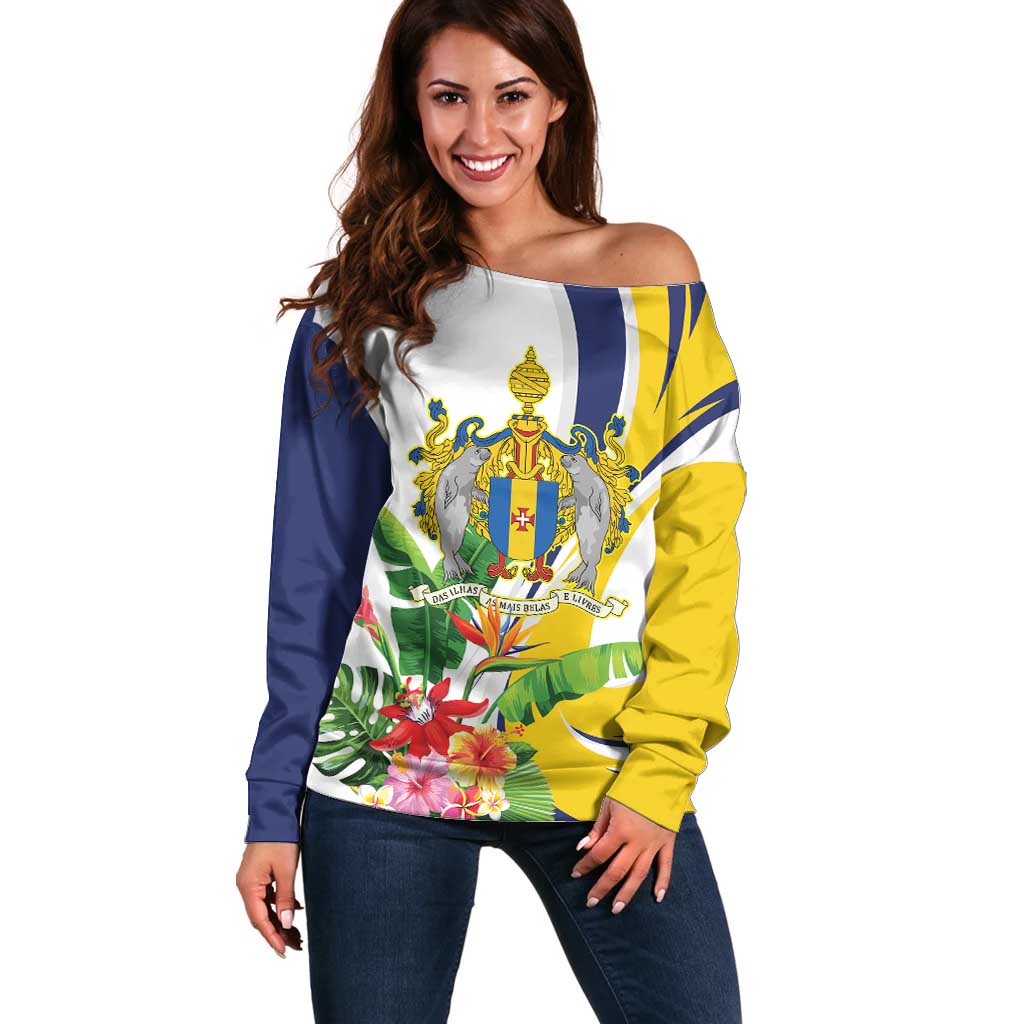 Madeira Pearl of the Atlantic Personalized Off Shoulder Sweater - Wonder Print Shop