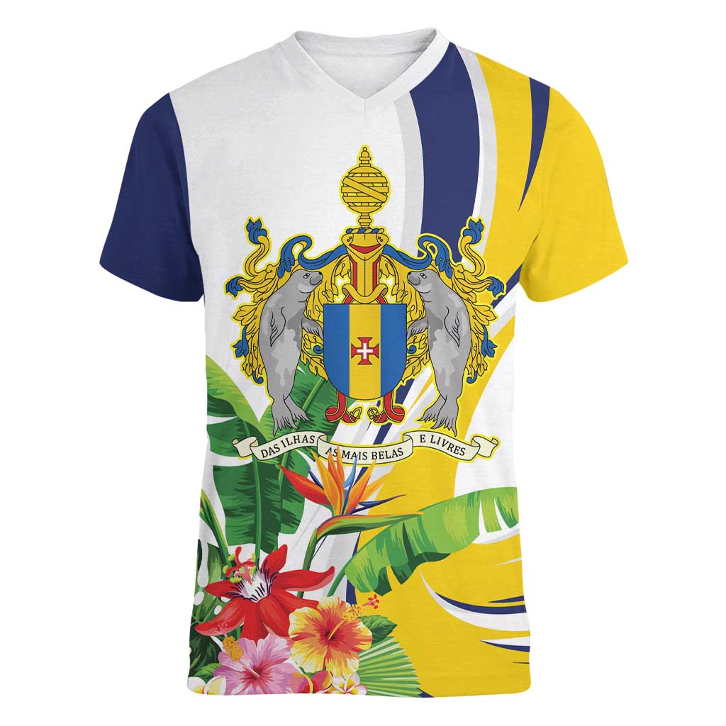 Madeira Pearl of the Atlantic Personalized Women V-Neck T-Shirt - Wonder Print Shop