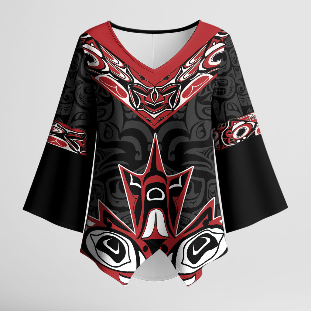 Canada Indigenous Heritage Personalized Kimono Sleeve Blouse First Nations Inuit Metis Pride