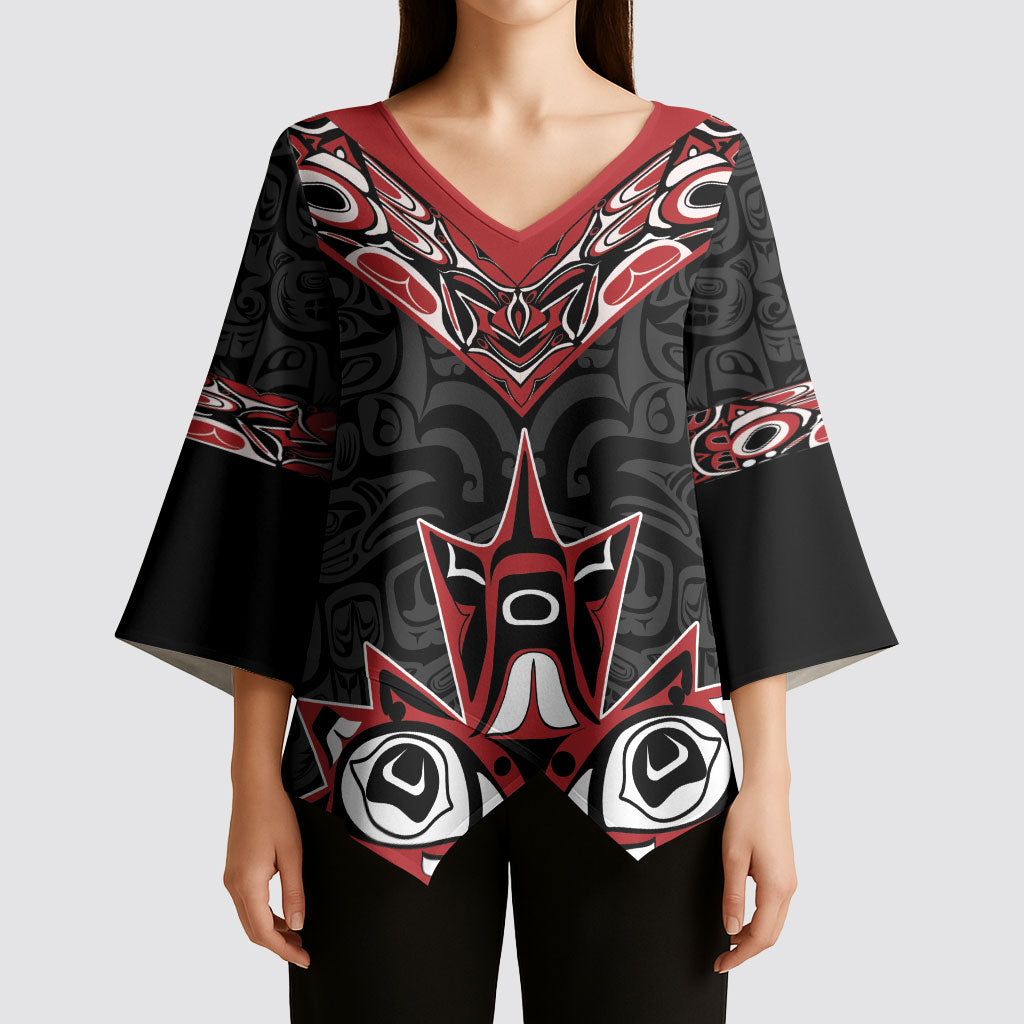 Canada Indigenous Heritage Personalized Kimono Sleeve Blouse First Nations Inuit Metis Pride