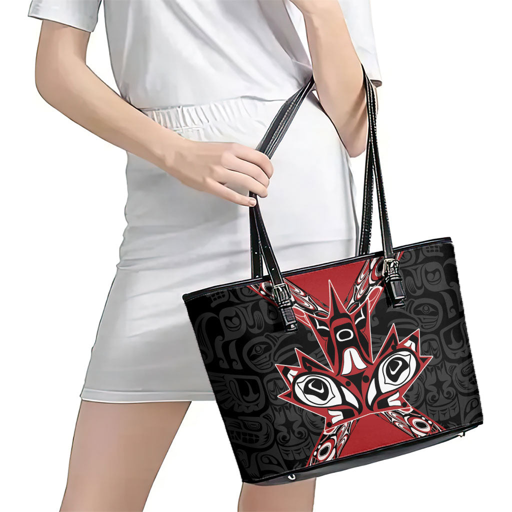 Canada Indigenous Heritage Leather Tote Bag First Nations Inuit Metis Pride