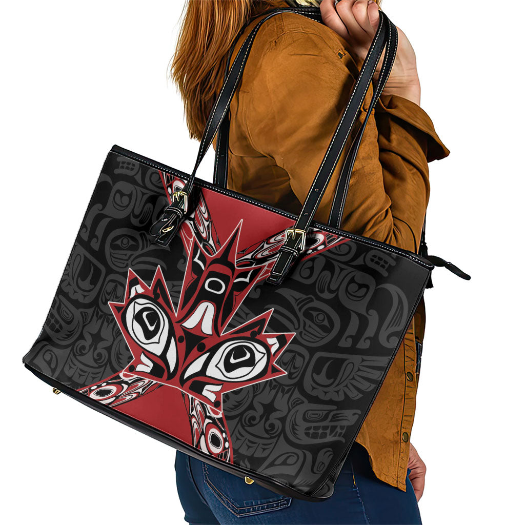 Canada Indigenous Heritage Leather Tote Bag First Nations Inuit Metis Pride