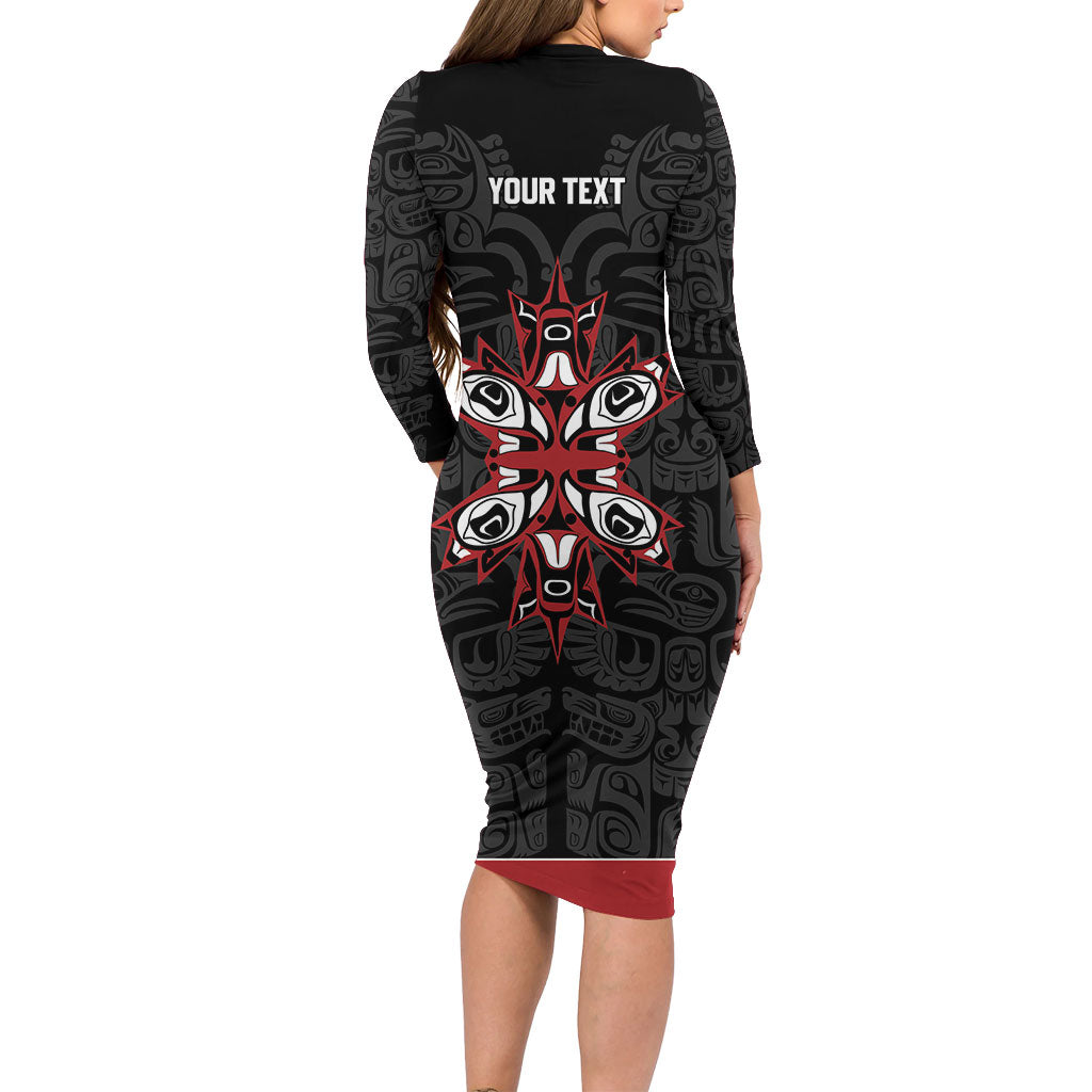 Canada Indigenous Heritage Personalized Long Sleeve Bodycon Dress First Nations Inuit Metis Pride