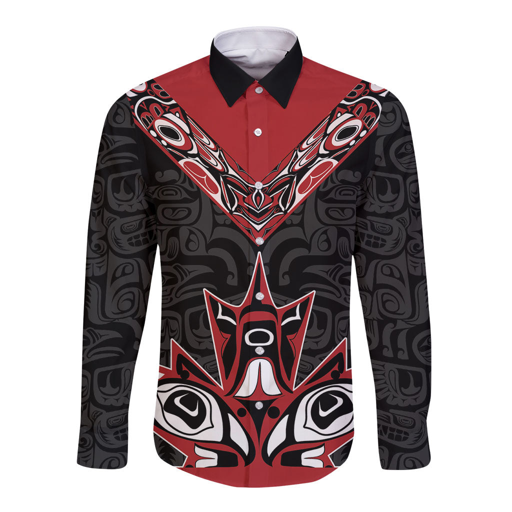Canada Indigenous Heritage Personalized Long Sleeve Button Shirt First Nations Inuit Metis Pride