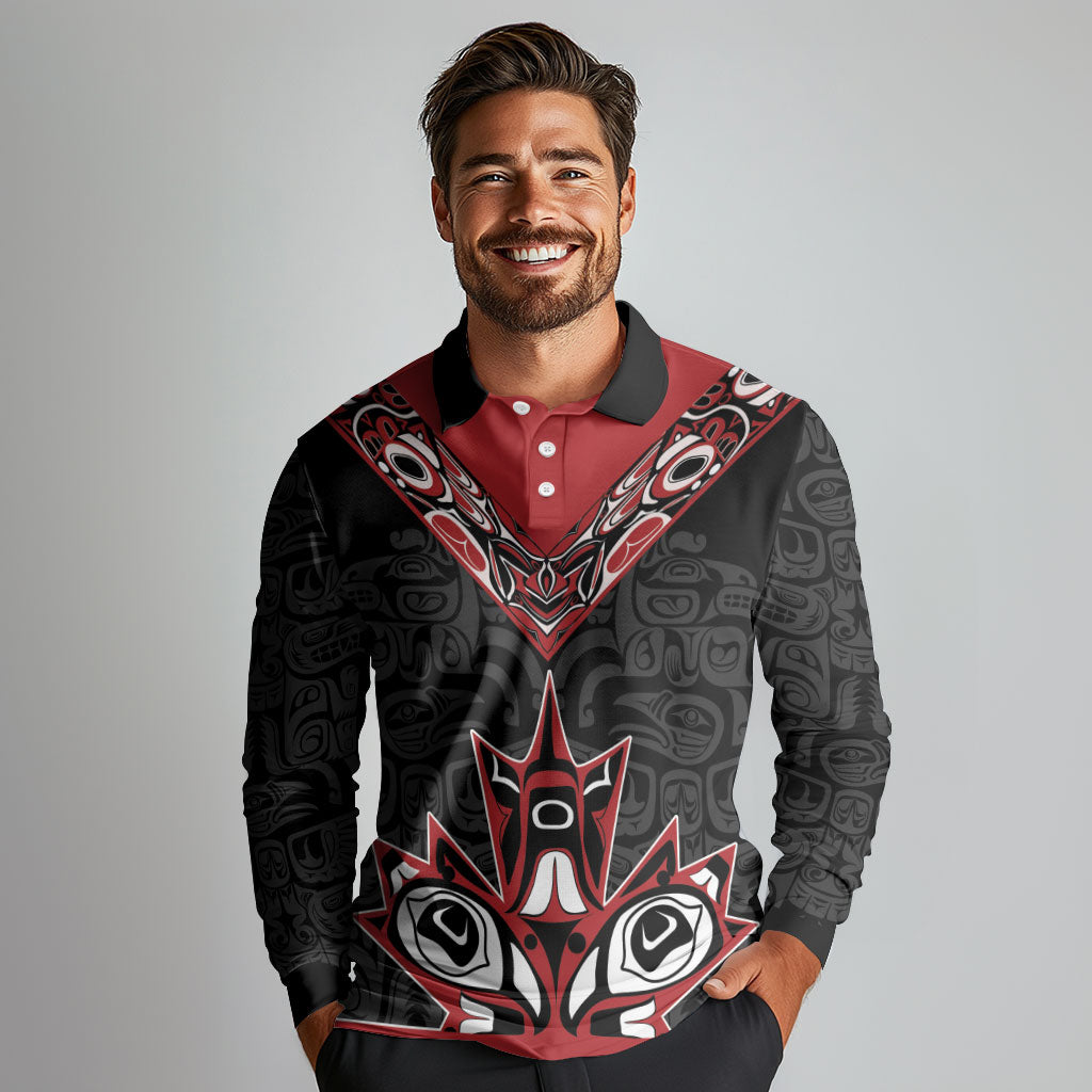 Canada Indigenous Heritage Personalized Long Sleeve Polo Shirt First Nations Inuit Metis Pride