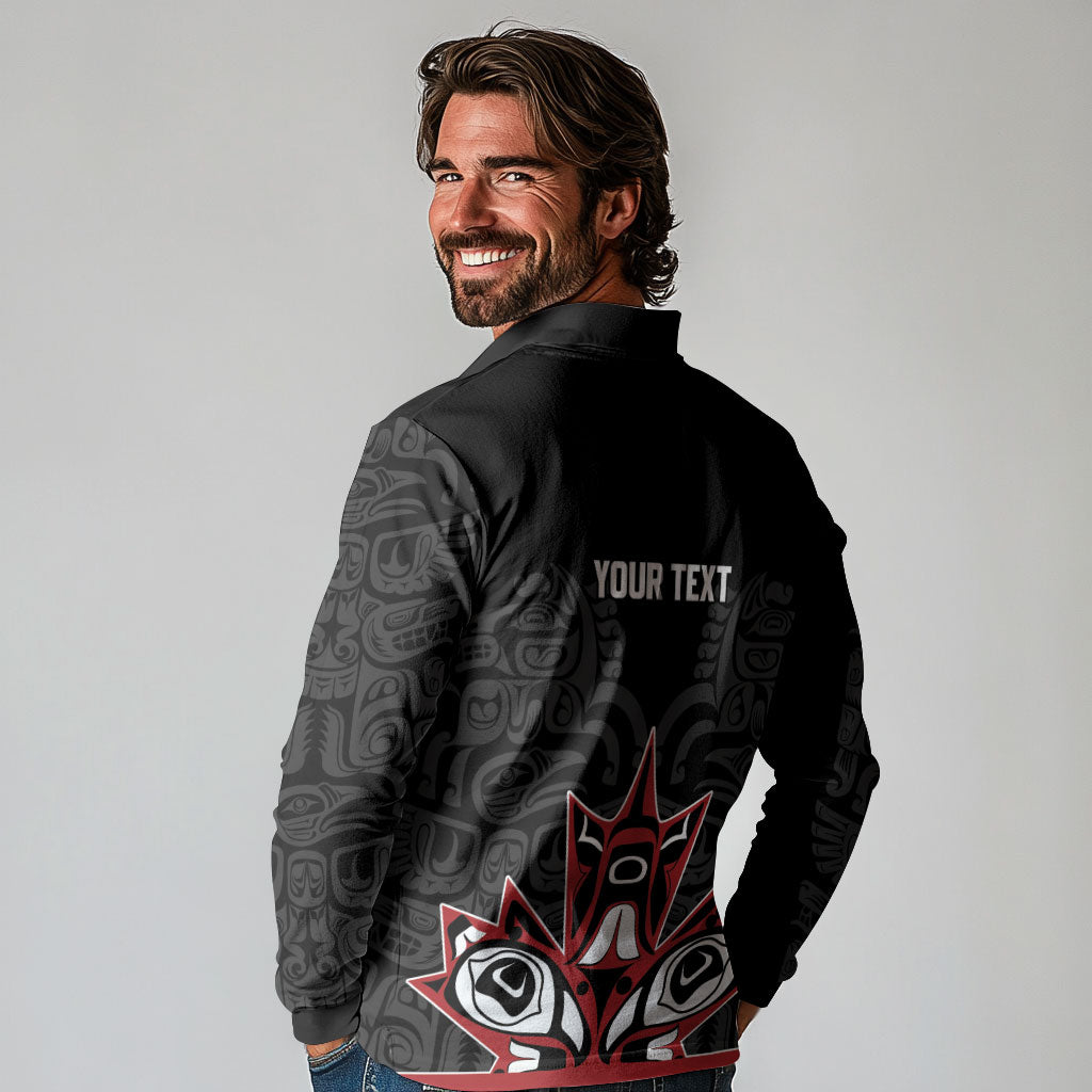 Canada Indigenous Heritage Personalized Long Sleeve Polo Shirt First Nations Inuit Metis Pride