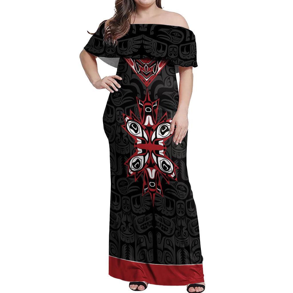 Canada Indigenous Heritage Personalized Off Shoulder Maxi Dress First Nations Inuit Metis Pride