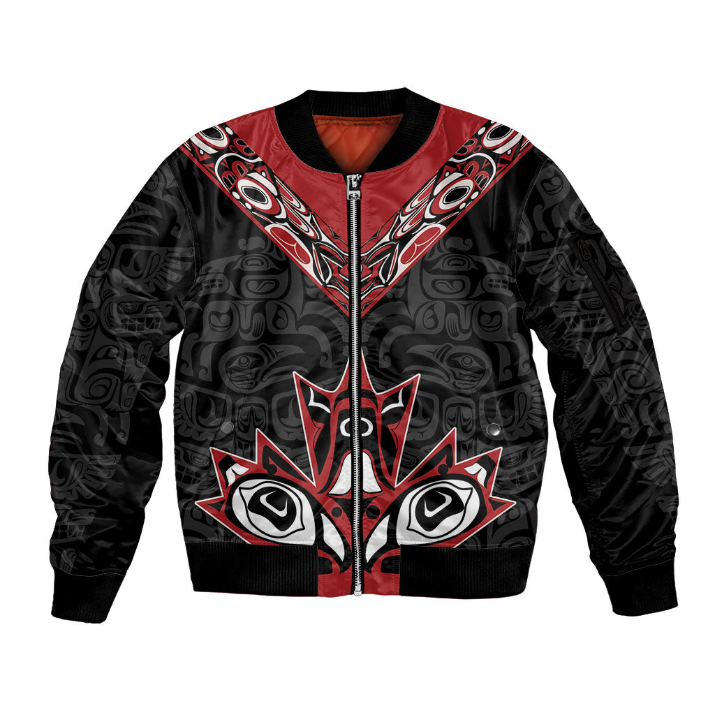 Canada Indigenous Heritage Personalized Sleeve Zip Bomber Jacket First Nations Inuit Metis Pride