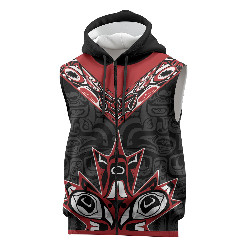 Canada Indigenous Heritage Personalized Sleeveless Zip Hoodie First Nations Inuit Metis Pride