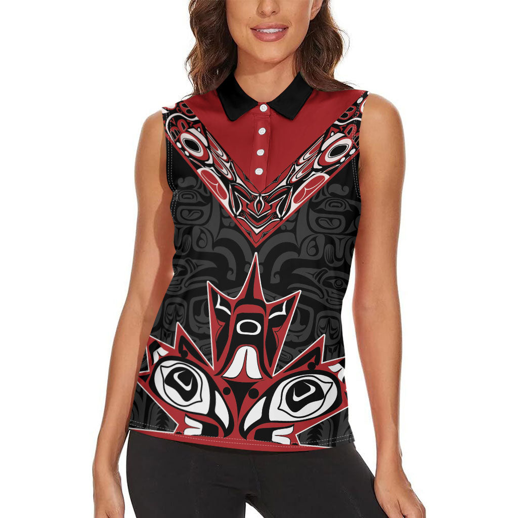 Canada Indigenous Heritage Personalized Women Sleeveless Polo Shirt First Nations Inuit Metis Pride